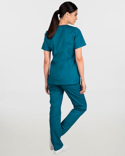 Ayo Nami Women's Petrol Blue Pants & Blouse Set Cotton and Polyester