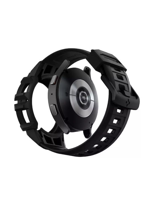 Spigen Rugged Armor Pro Silicone Case in Black color for Galaxy Watch 4 44mm