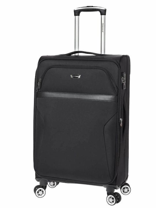 Diplomat Large The Atlanta Collection Fabric Black Suitcase Travel with 4 Wheels Height 78cm