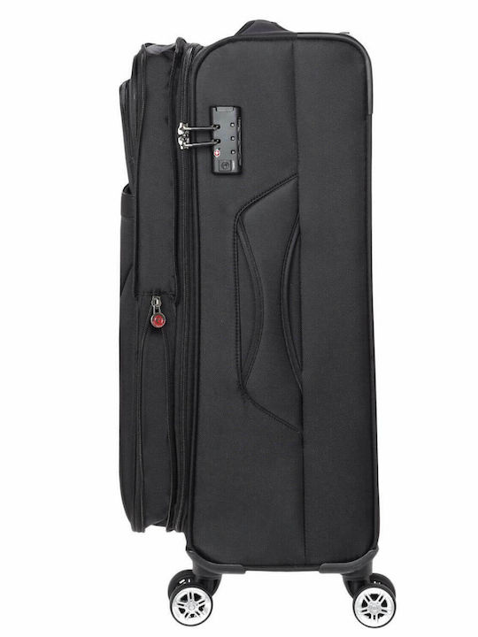 Diplomat Large The Atlanta Collection Fabric Black Suitcase Travel with 4 Wheels Height 78cm