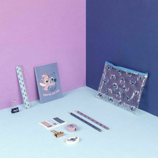 Cerda Stitch Kids Stationery Set with Pencil, Sharpener, Eraser, Notepad and Ruler 12pcs