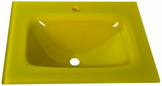 Gloria Glass Form Inset Sink Glass 60x46cm Yellow