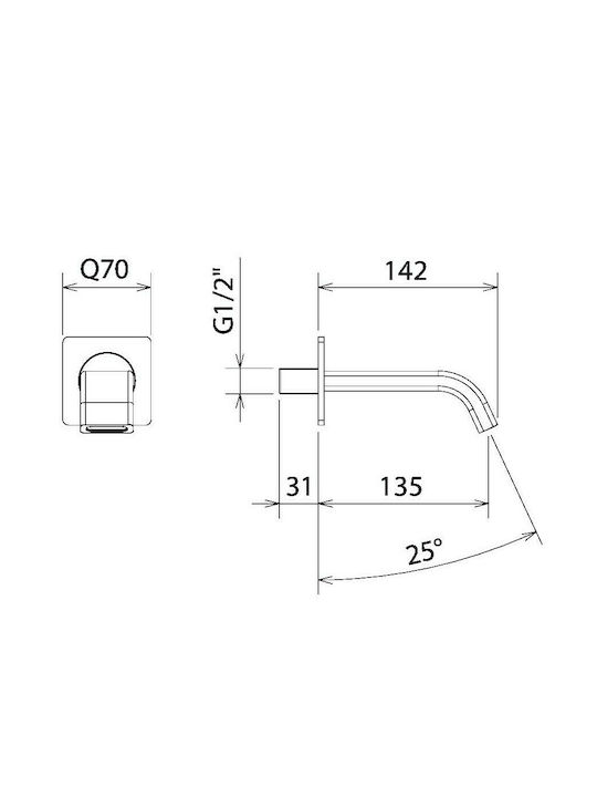 La Torre Profili Plus 200- Built-In Tap Bathtub Inox Silver