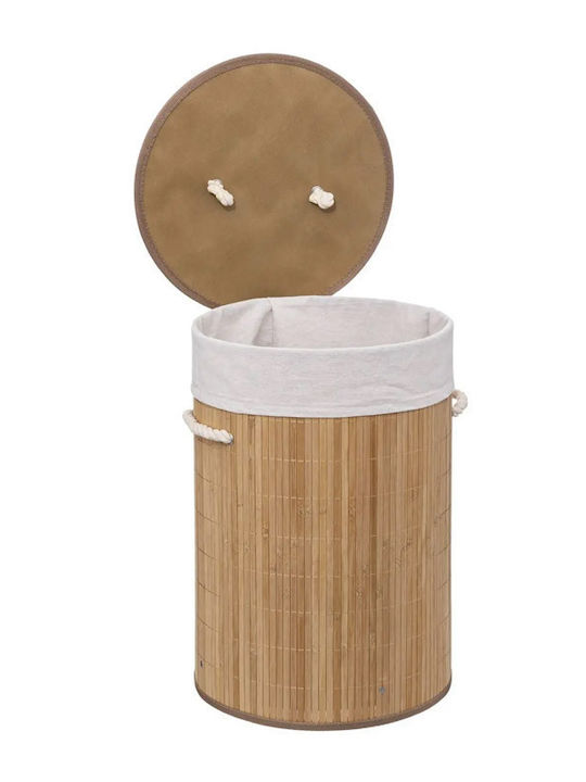 5Five Καλάθι Απλύτων Bamboo 48lt με Καπάκι 35x50x50cm Καφέ