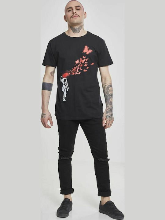 Merchcode Banksy Butterfly T-shirt Μαύρο