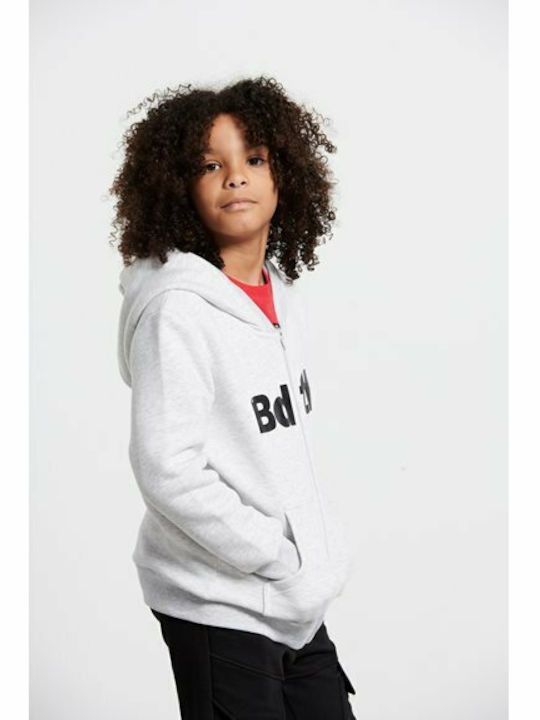 Fleece Kids Sweatshirt Cardigan with Hood and Pockets Grey