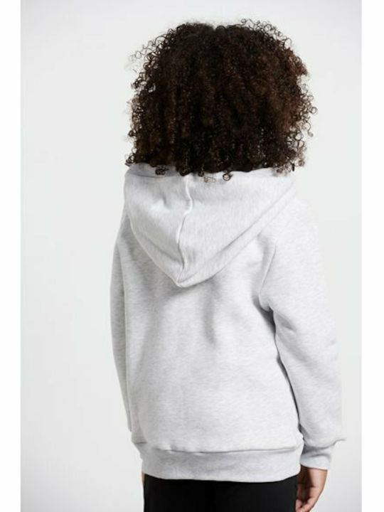 Fleece Kids Sweatshirt Cardigan with Hood and Pockets Grey
