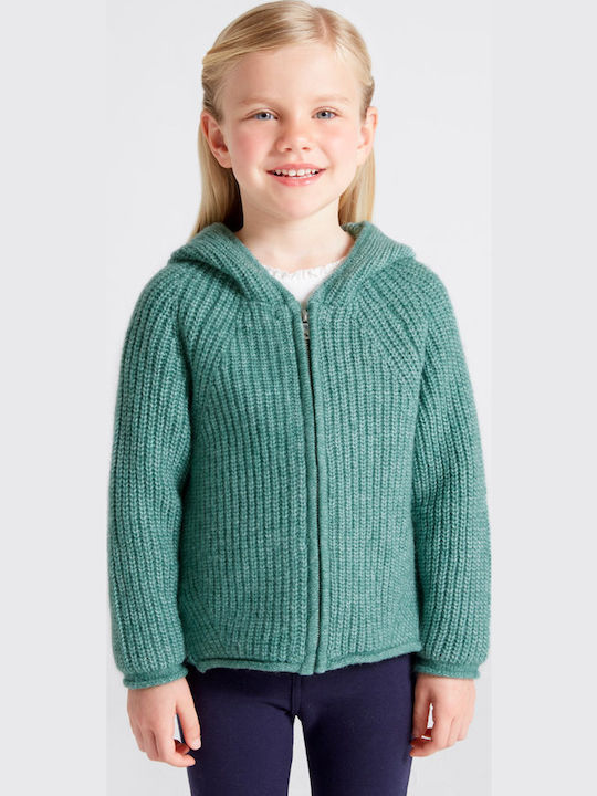 Kinderstrickjacke Gestrickt mit Kapuze Grün