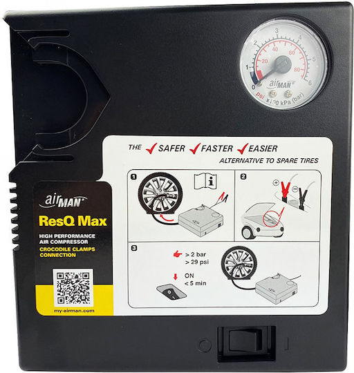 AirMan Τρόμπα Αυτοκινήτου ResQ Max 58-097 90PSI με Καλώδιο Αναπτήρα 12V
