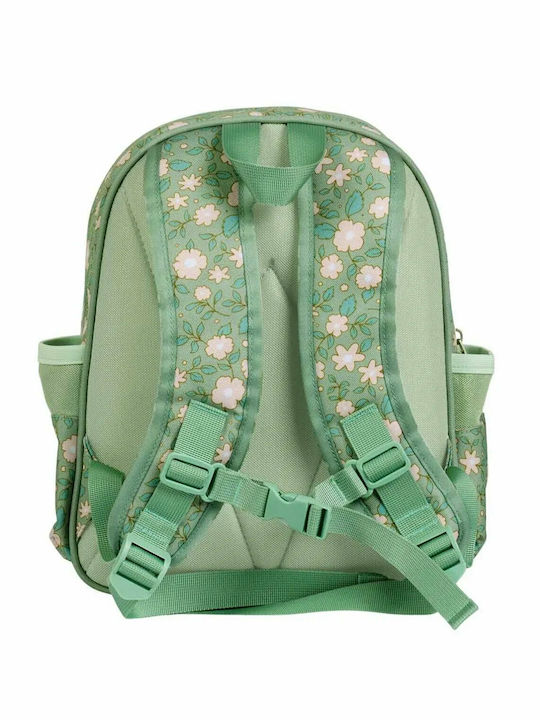 A Little Lovely Company with Insulated Compartment School Bag Backpack Kindergarten Green with Water Bottle Holder 16Liters