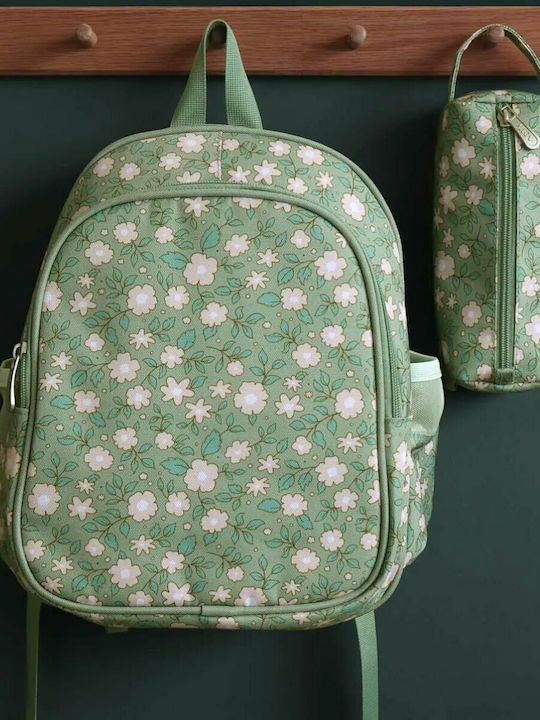 A Little Lovely Company with Insulated Compartment School Bag Backpack Kindergarten Green with Water Bottle Holder 16Liters