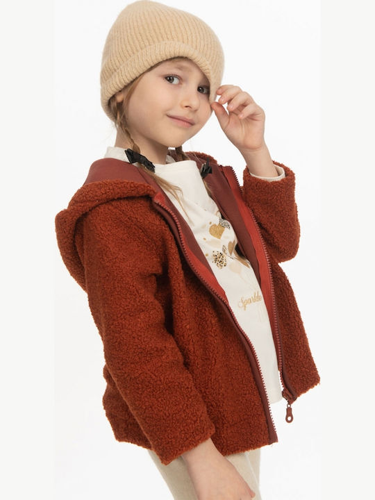 Kinderstrickjacke Pelz mit Kapuze Braun