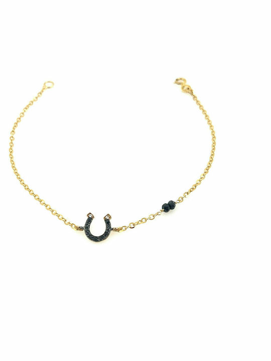 Gold bracelet with black horseshoe 9K