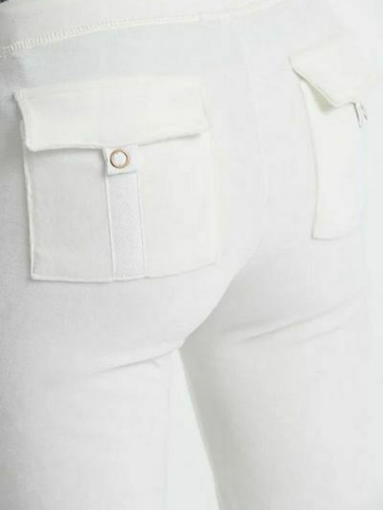 Jogginghose Ausgestellt Samt Weiß