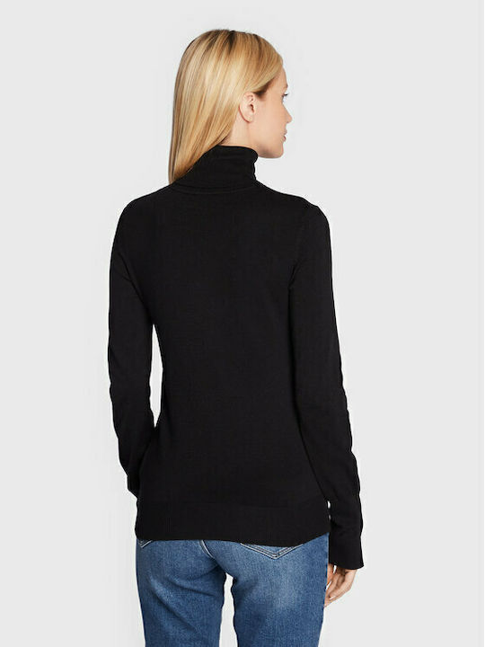 Damen Bluse Langärmelig Rollkragenpullover Schwarz