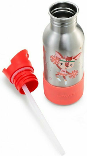 Lilliputiens Wonder Stella Kids Water Bottle Unicorn Silicone with Straw Red 600ml