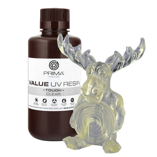 PrimaCreator Value UV / DLP Tough Resin για 3D Printer Clear 500ml (PV-RT-B405-0500-CL)