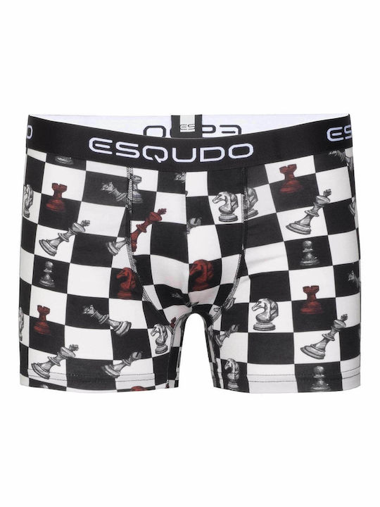 Esqudo Men's Boxer Black with Patterns