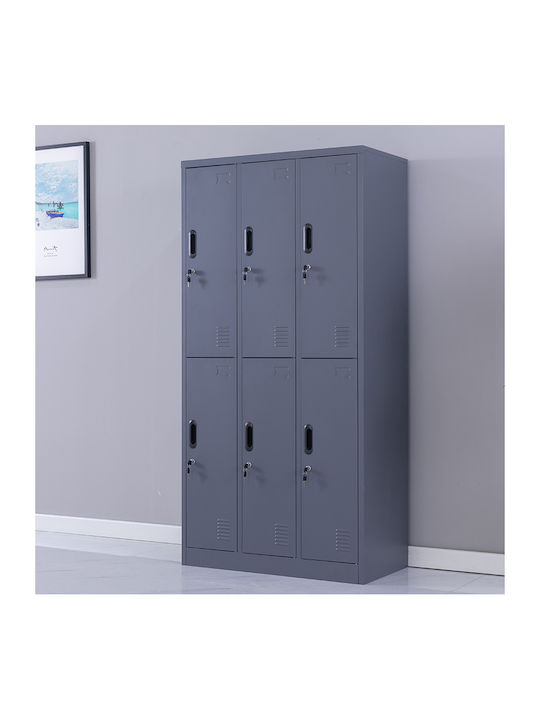 Dulap Metalic Steelen Cu 6 Dulapuri Antracit Mat Fără Picioare 90x45x180cm