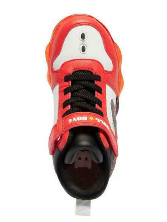 Kids Sneakers High with Scratch & Lights Red
