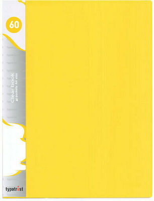 Typotrust Clipboard Flexible with 60 plastic sleeves Slides for Paper A4 Yellow 1pcs