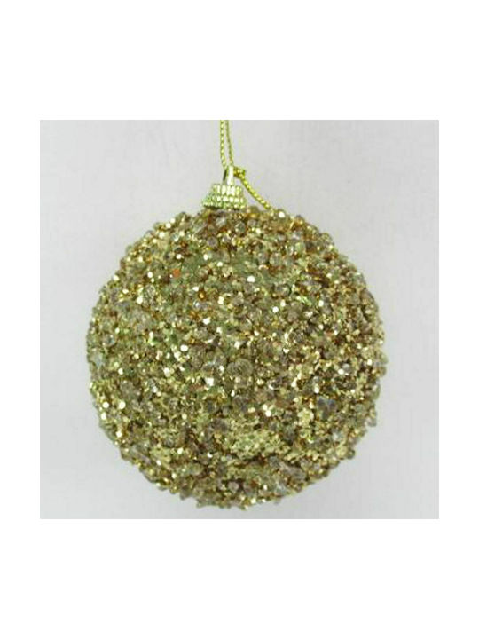 Hanging Ball Ornament Gold with Glitter Set 6pcs