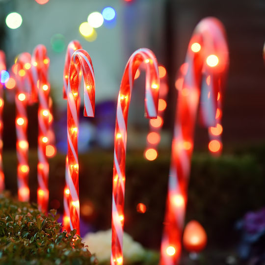 Aca Illuminated Christmas Plastic Figure Candy Height 60cm 4pcs 4 Candy Stakes