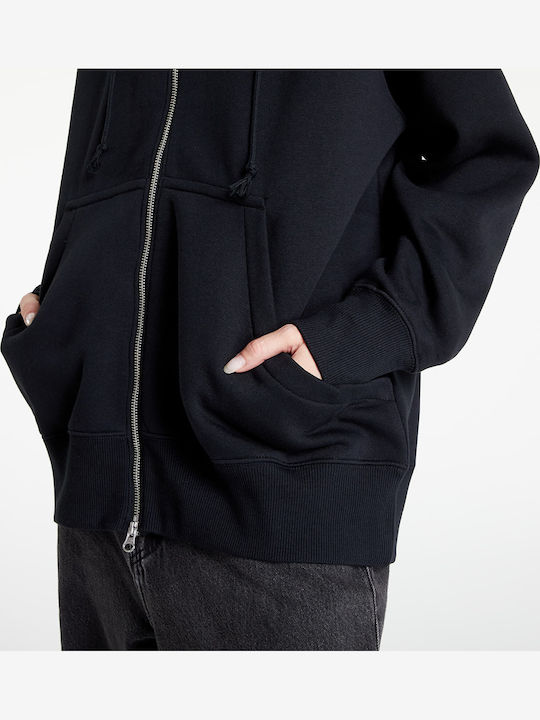 Long Women's Sweatshirt Jacket Hooded Black