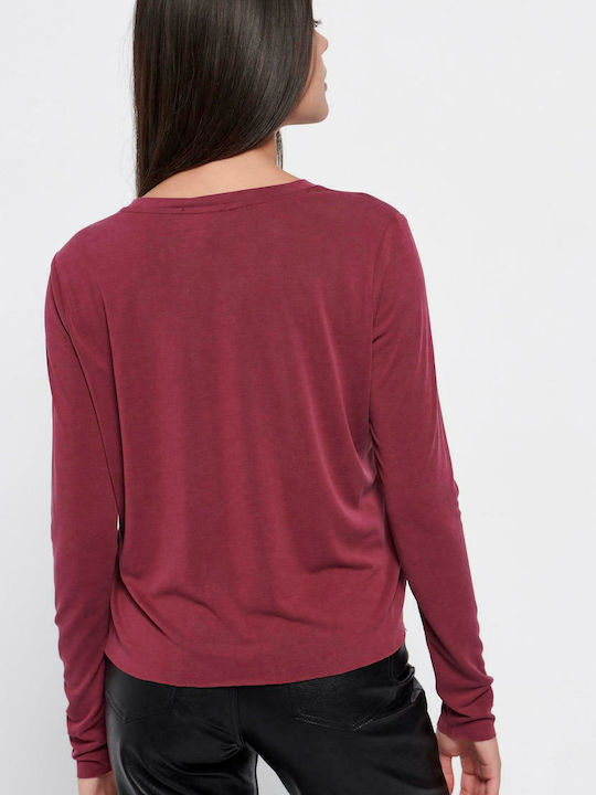 Funky Buddha Women's Athletic Blouse Long Sleeve Dark Cherry