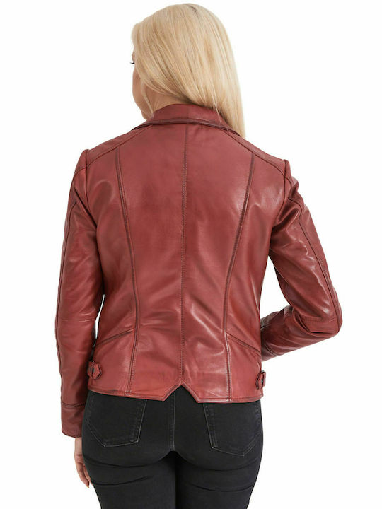 PHEDRA SHEEP RED - AUTHENTIC WOMEN'S RED LEATHER JACKET