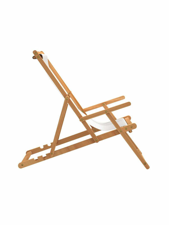 Сезлонг с Подлакътници & Бял Плат 60x126x87.5см