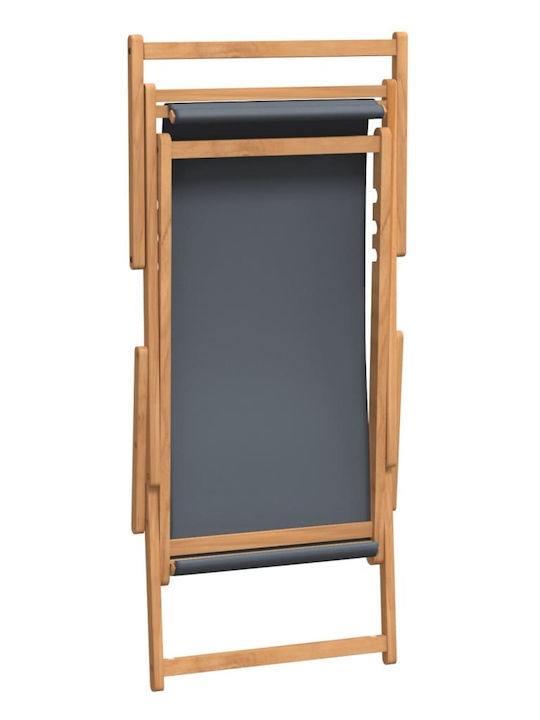 Deckchairs Wooden with Armrest & Gray Fabric 60x126x87.5cm
