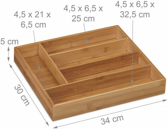Relaxdays Tăvi Pentru Tacâmuri De Sertar 10032176 Din Lemn 34x30x5cm Maro