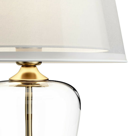 Maytoni Sticlă Lampă de masă pentru Soclu E27 cu Abajur Alb și Bază Transparent