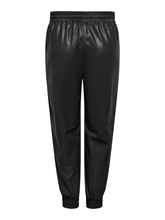 Damen Stoff Hose mit Gummizug in Schlanker Passform Schwarz