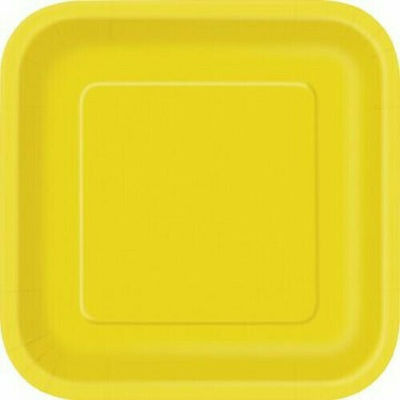 Sweet square plates 18cm yellow monochrome 16pcs.