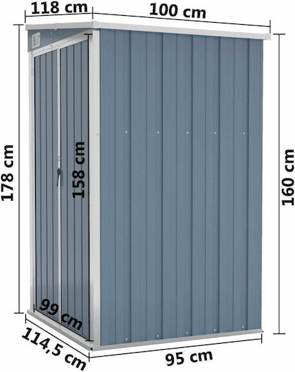 Metallic Garden Shed Galvanized Grey with Air Vents M1.18xW1xH1.78m