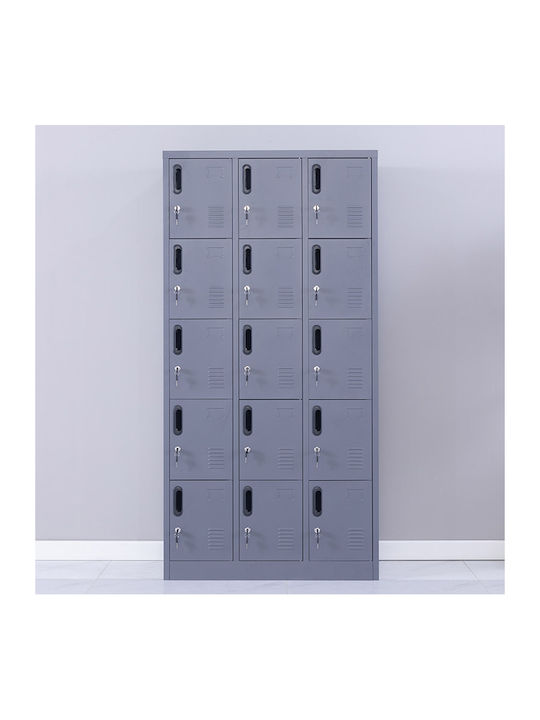 Шкаф Метален с 15 шкафчета Антрацит Checkmate 90x45x180бр
