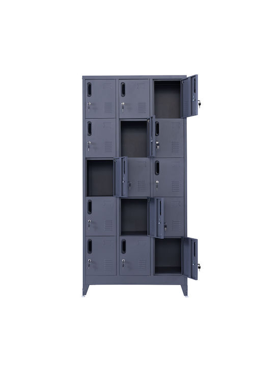 Spind Metallisch mit 15 Schränke Anthracite Checkmate 90x45x190cm