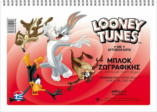 Salko Paper Μπλοκ Ζωγραφικής Looney Tunes A4 21x29.7cm 40 Φύλλα (Διάφορα Σχέδια)