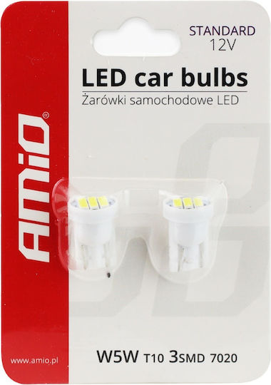 AMiO Lampen Auto T10 / W5W LED 5600K Kaltes Weiß 12V 0.4W 2Stück