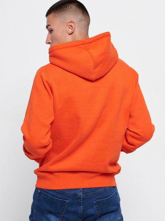 Funky Buddha Herren Sweatshirt mit Kapuze und Taschen Orange