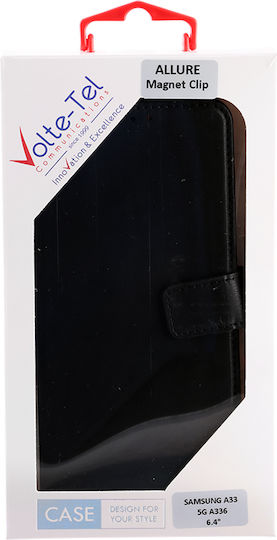Volte-Tel Allure Magnet Buchen Sie Synthetisches Leder Schwarz (Galaxy A33 5G)
