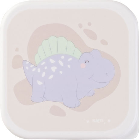 Saro Happy Dinos Πλαστικό Παιδικό Σετ Φαγητού Πορτοκαλί