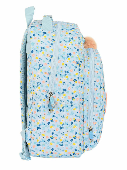 Moos Lovely Училищна Чанта Обратно Елементарен в Светлосин цвят Д32 x Ш15 x В42см