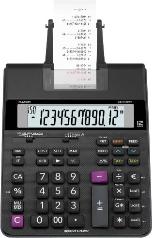Casio Αριθμομηχανή Χαρτοταινίας 12 Ψηφίων σε Μαύρο Χρώμα