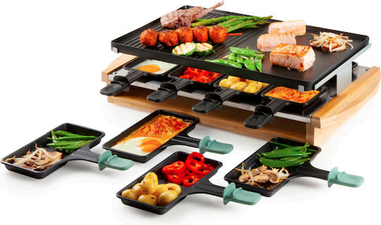 Domo Tischplatte Elektrogrill Raclette Glatte und Geriffelte Platte 1200W mit einstellbarem Thermostat 47.6cmx23.8cmcm