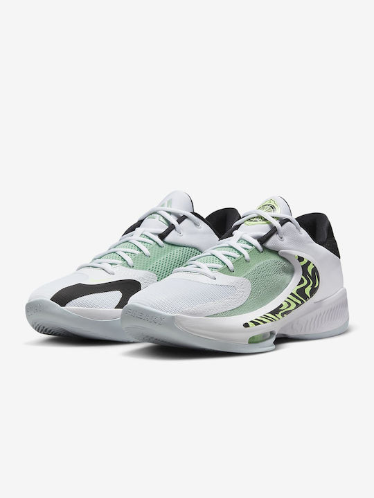 Nike Zoom Freak 4 Low Basketball Shoes White / Black / Barely Volt