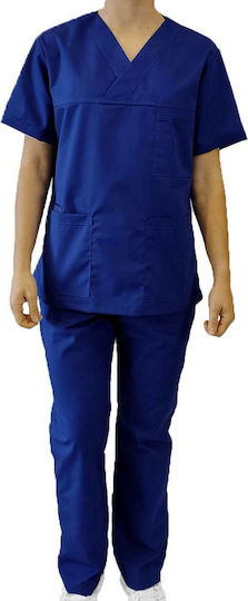 Fabrik 10032 Unisex Hose & Bluse Set Blau aus Baumwolle und Polyester