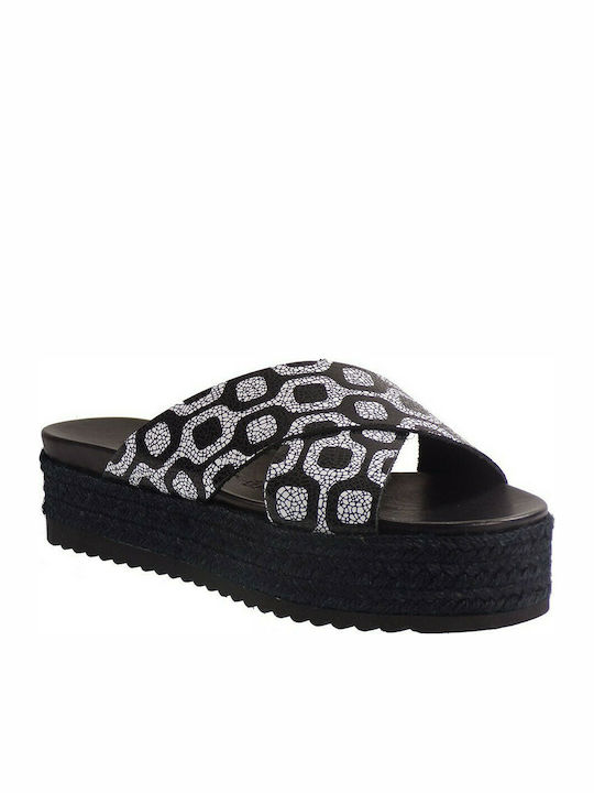 Robinson 4426 Leather Women's Flat Sandals Flatforms In Black Colour